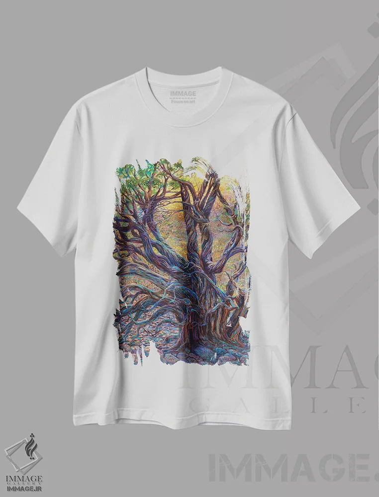 تیشرت سفید طرح دار دار قالی زرِشک، دکور معاصر اثر آیریس اسکات | immage.ir