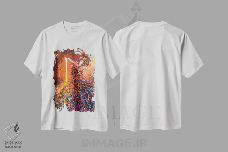 تیشرت سفید طرح دار الههٔ آتش، دکور معاصر اثر آیریس اسکات | immage.ir