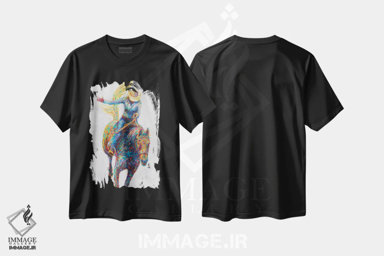 تیشرت مشکی طرح دار رودئو، هنر فاخر معاصر اثر آیریس اسکات | فروشگاه ایماژ