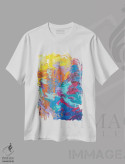 تیشرت سفید طرح دار YM 104 اثر آیریس اسکات ابسترکتز | فروشگاه ایماژ