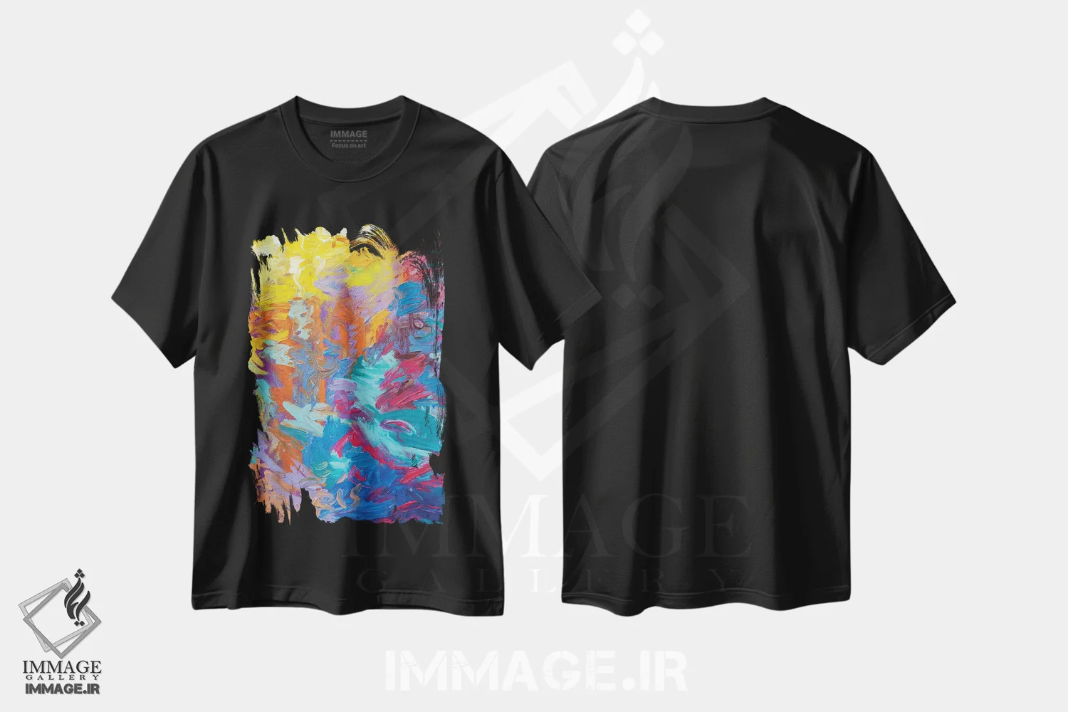 تیشرت مشکی طرح دار YM 104 اثر آیریس اسکات ابسترکتز | immage.ir