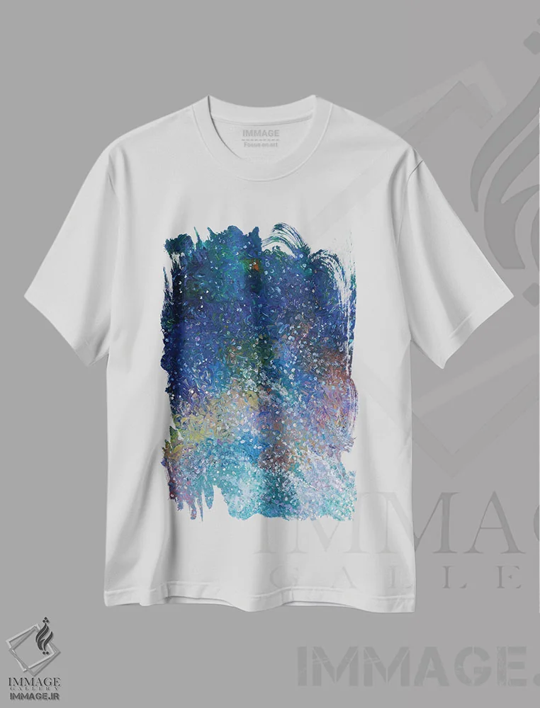 تیشرت سفید طرح دار DC 032 اثر آیریس اسکات ابسترکتز | فروشگاه ایماژ