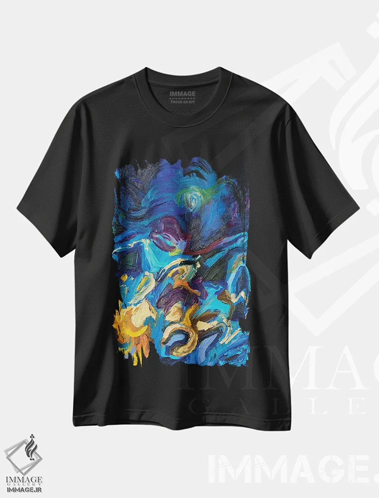 تیشرت مشکی طرح دار DC 051 اثر آیریس اسکات ابسترکتز | immage.ir
