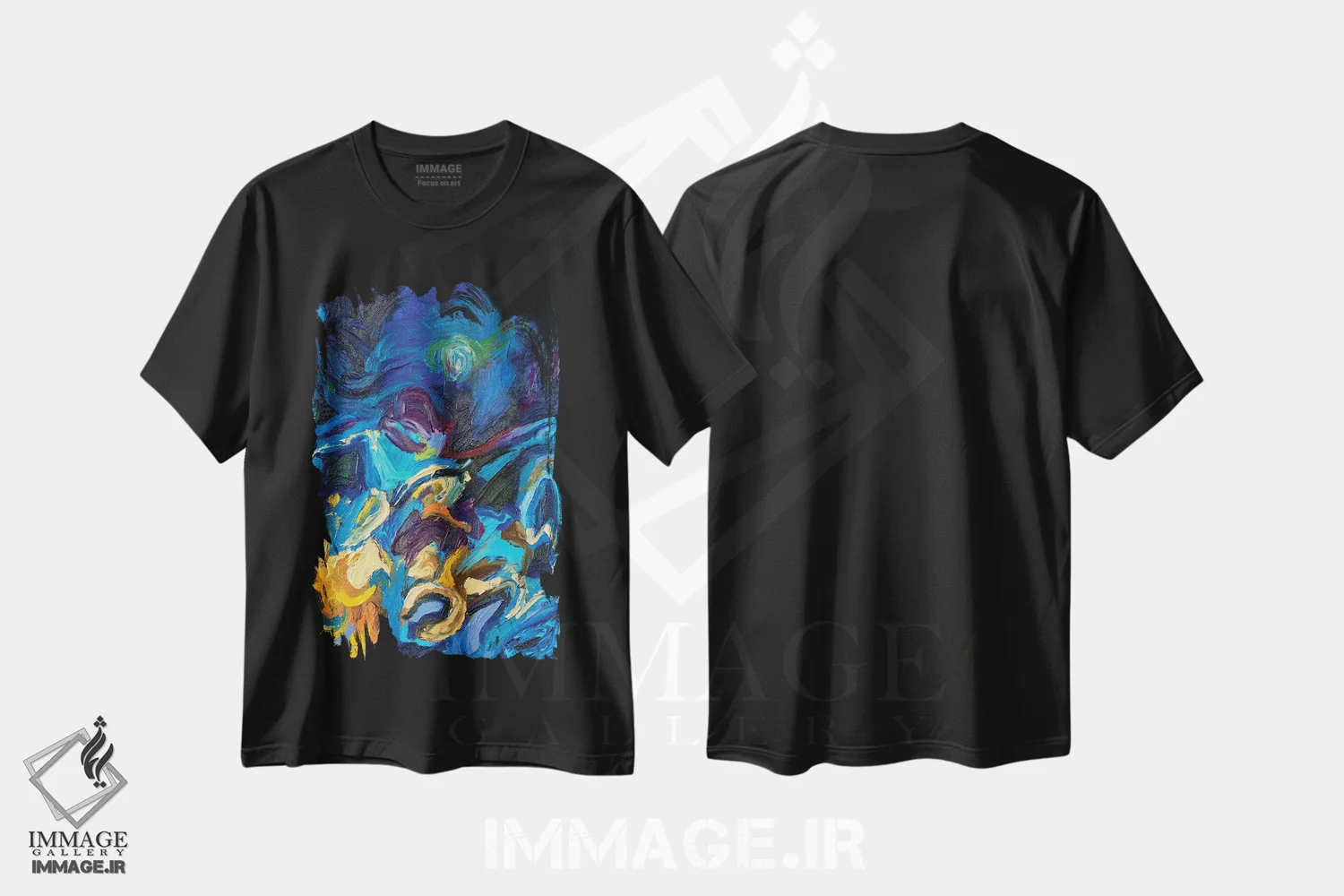 تیشرت مشکی طرح دار DC 051 اثر آیریس اسکات ابسترکتز | immage.ir