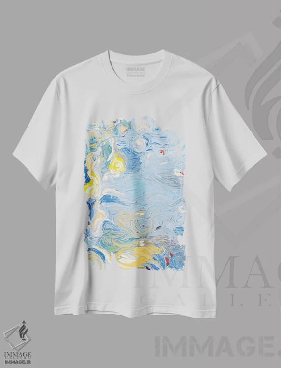 تیشرت سفید طرح دار LC 074 اثر آیریس اسکات ابسترکتز | immage.ir