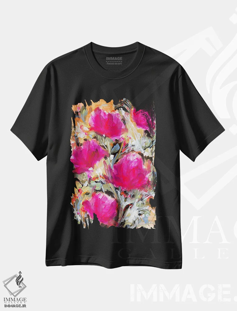 تیشرت مشکی طرح دار شکوفا شو، به هر حال، آبستره اثر ایزابل کراوزه | immage.ir