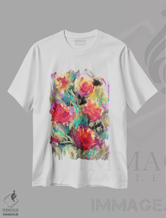تیشرت سفید طرح دار باغ مخفی، آبستره اثر ایزابل کراوزه | immage.ir