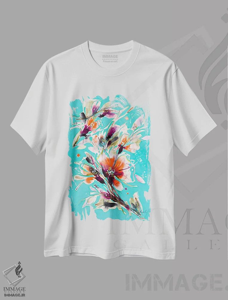 تیشرت سفید طرح دار رویاهای جدید III، آبستره اثر ایزابل کراوزه | فروشگاه ایماژ