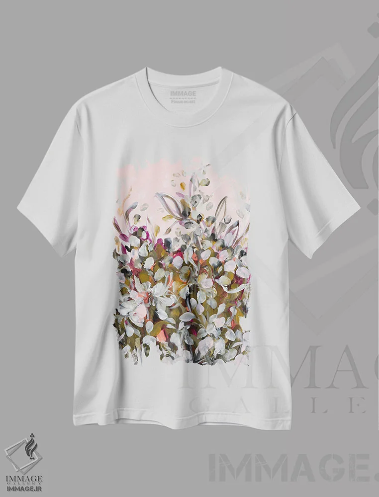 تیشرت سفید طرح دار سرخ شدن، آبستره اثر ایزابل کراوزه | immage.ir