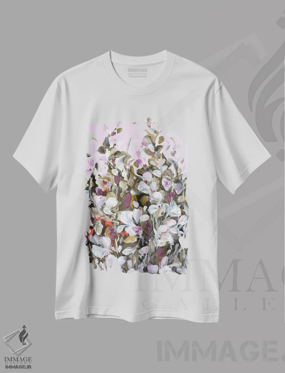 تیشرت سفید طرح دار بوسه، آبستره اثر ایزابل کراوزه | فروشگاه ایماژ