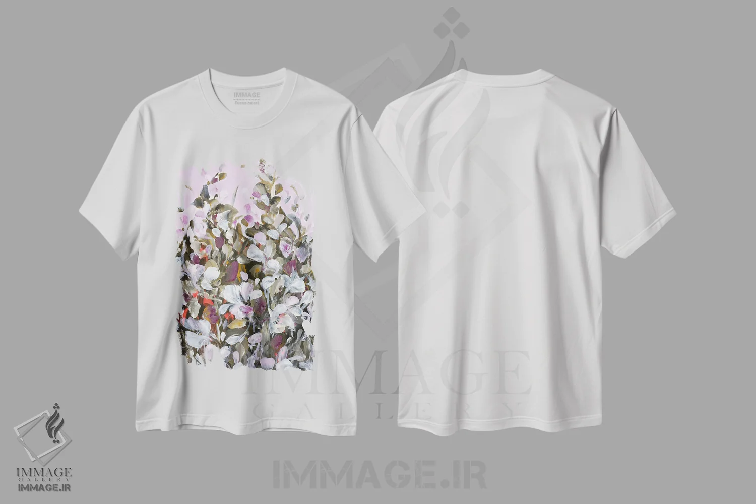 تیشرت سفید طرح دار بوسه، آبستره اثر ایزابل کراوزه | فروشگاه ایماژ