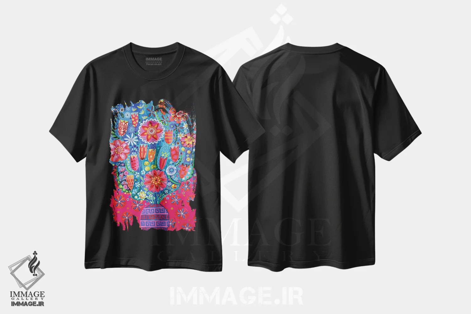 تیشرت مشکی طرح دار جشن ها آغاز شود، دکور معاصر اثر ایماجن اسکیلی | immage.ir