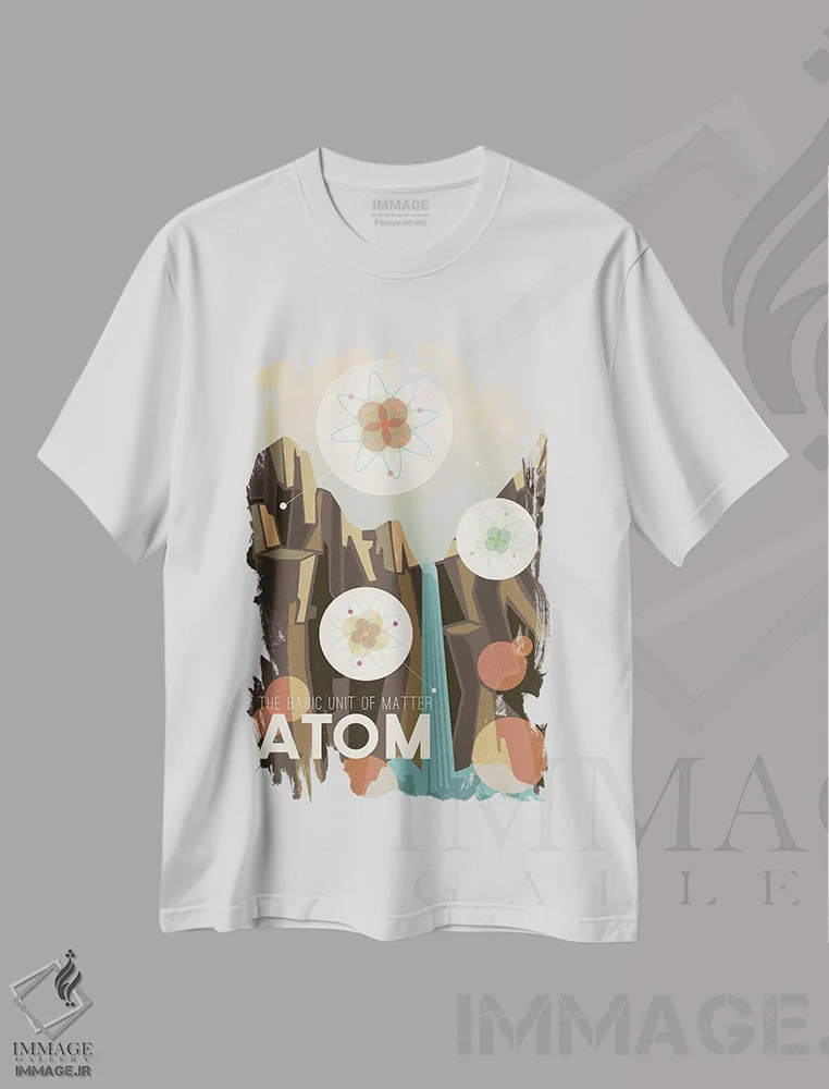 تیشرت سفید طرح دار A برای اتم است، هنر دیجیتال اثر میسی ایمز | immage.ir
