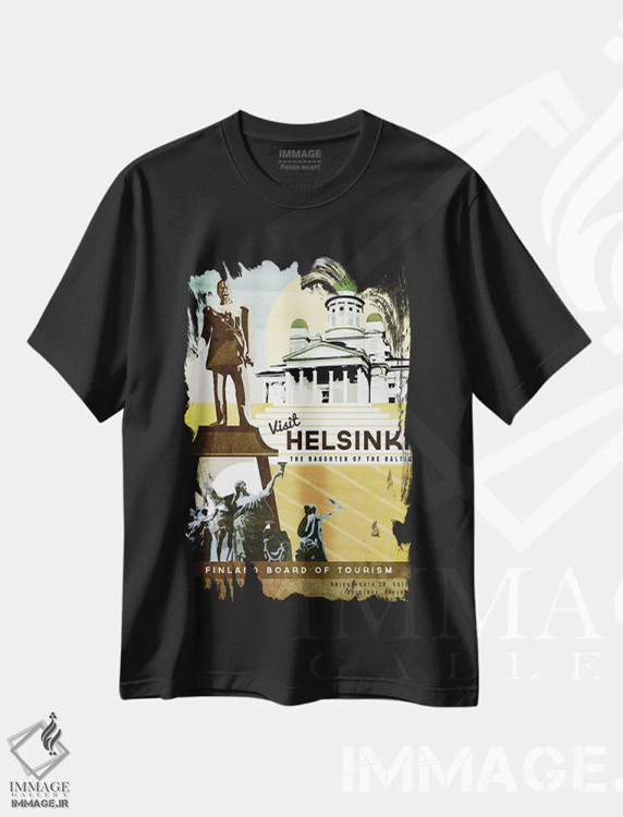 تیشرت مشکی طرح دار فنلاند-هلسینکی، هنر دیجیتال اثر میسی ایمز | فروشگاه ایماژ