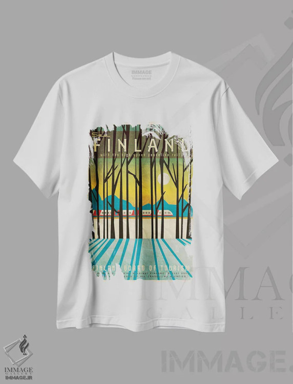 تیشرت سفید طرح دار فنلاند-پندولینو، هنر دیجیتال اثر میسی ایمز | فروشگاه ایماژ