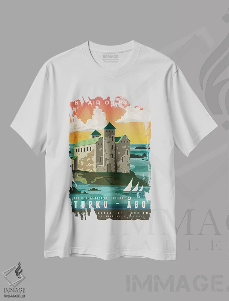 تیشرت سفید طرح دار فنلاند-تورکو، هنر دیجیتال اثر میسی ایمز | immage.ir