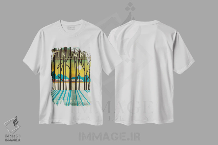 تیشرت سفید طرح دار فنلاند-پندولینو، هنر دیجیتال اثر میسی ایمز | فروشگاه ایماژ