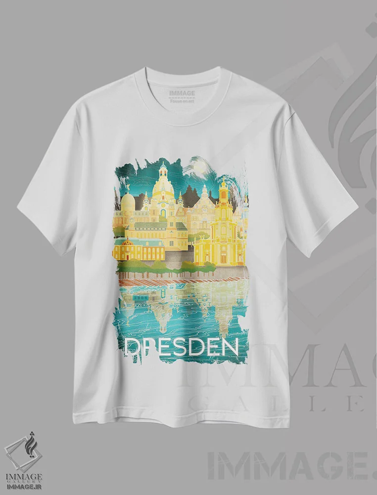 تیشرت سفید طرح دار آلمان-درسدن، هنر دیجیتال اثر میسی ایمز | فروشگاه ایماژ