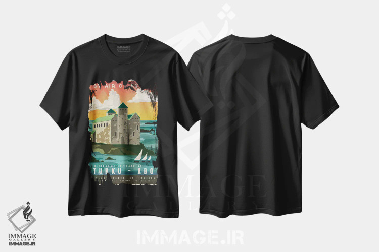 تیشرت مشکی طرح دار فنلاند-تورکو، هنر دیجیتال اثر میسی ایمز | فروشگاه ایماژ