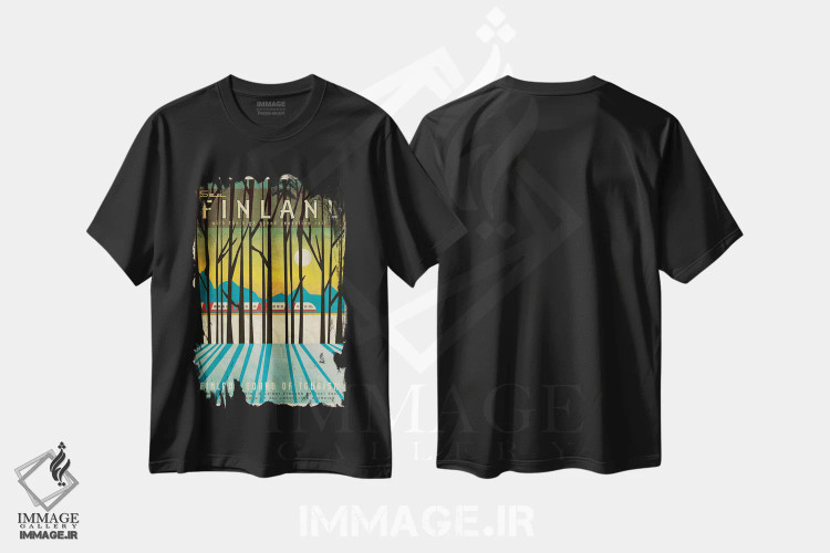 تیشرت مشکی طرح دار فنلاند-پندولینو، هنر دیجیتال اثر میسی ایمز | immage.ir