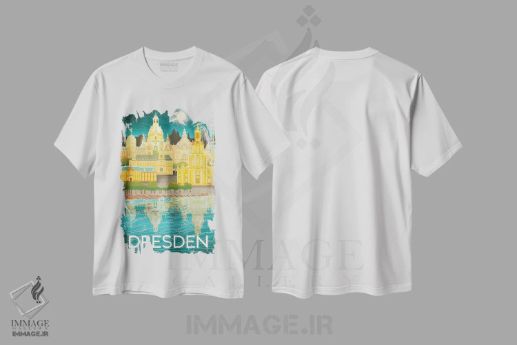 تیشرت سفید طرح دار آلمان-درسدن، هنر دیجیتال اثر میسی ایمز | فروشگاه ایماژ