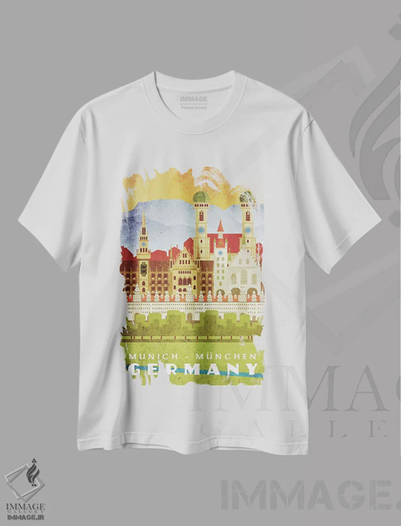 تیشرت سفید طرح دار آلمان-مونیخ، هنر دیجیتال اثر میسی ایمز | immage.ir