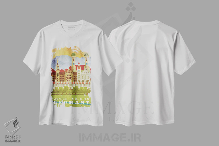 تیشرت سفید طرح دار آلمان-مونیخ، هنر دیجیتال اثر میسی ایمز | immage.ir
