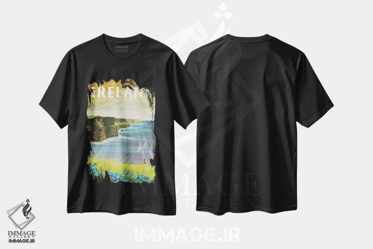 تیشرت مشکی طرح دار ایرلند-صخره های موهر، هنر دیجیتال اثر میسی ایمز | immage.ir