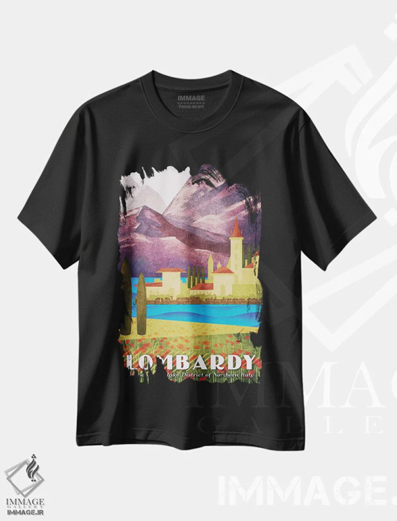 تیشرت مشکی طرح دار ایتالیا-لمباردی، هنر دیجیتال اثر میسی ایمز | immage.ir