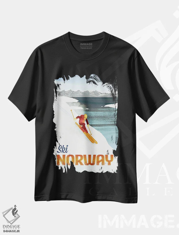 تیشرت مشکی طرح دار نروژ-اسکی، هنر دیجیتال اثر میسی ایمز | فروشگاه ایماژ