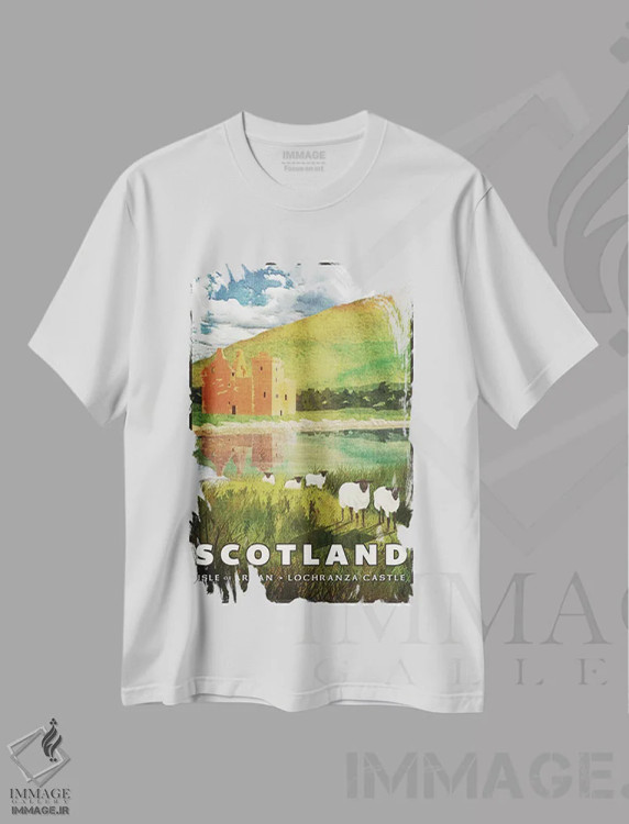 تیشرت سفید طرح دار اسکاتلند-آران، تزئینی اثر میسی ایمز | immage.ir