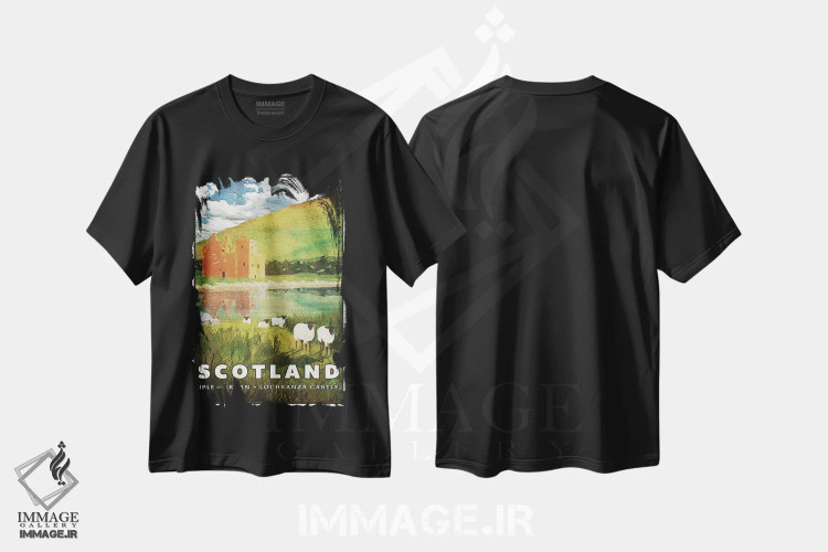 تیشرت مشکی طرح دار اسکاتلند-آران، تزئینی اثر میسی ایمز | فروشگاه ایماژ
