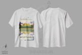 تیشرت سفید طرح دار اسکاتلند-دریاچه لینلیثگو، تزئینی اثر میسی ایمز | فروشگاه ایماژ