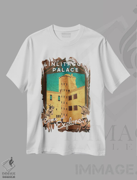 تیشرت سفید طرح دار اسکاتلند-کاخ لینلیثگو، هنر دیجیتال اثر میسی ایمز | immage.ir
