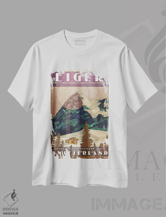 تیشرت سفید طرح دار سوئیس-آیگر، هنر دیجیتال اثر میسی ایمز | فروشگاه ایماژ