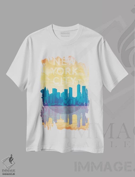 تیشرت سفید طرح دار آمریکا-نیویورک سیتی، هنر دیجیتال اثر میسی ایمز | immage.ir