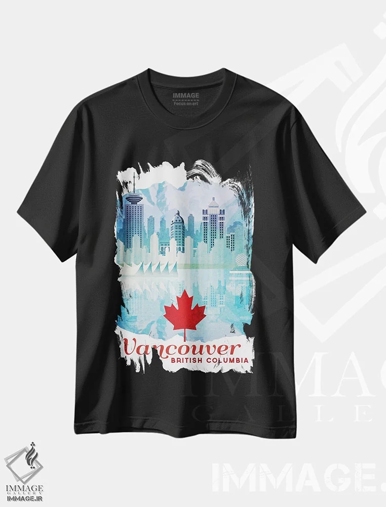 تیشرت مشکی طرح دار کانادا-ونکوور، هنر دیجیتال اثر میسی ایمز | فروشگاه ایماژ