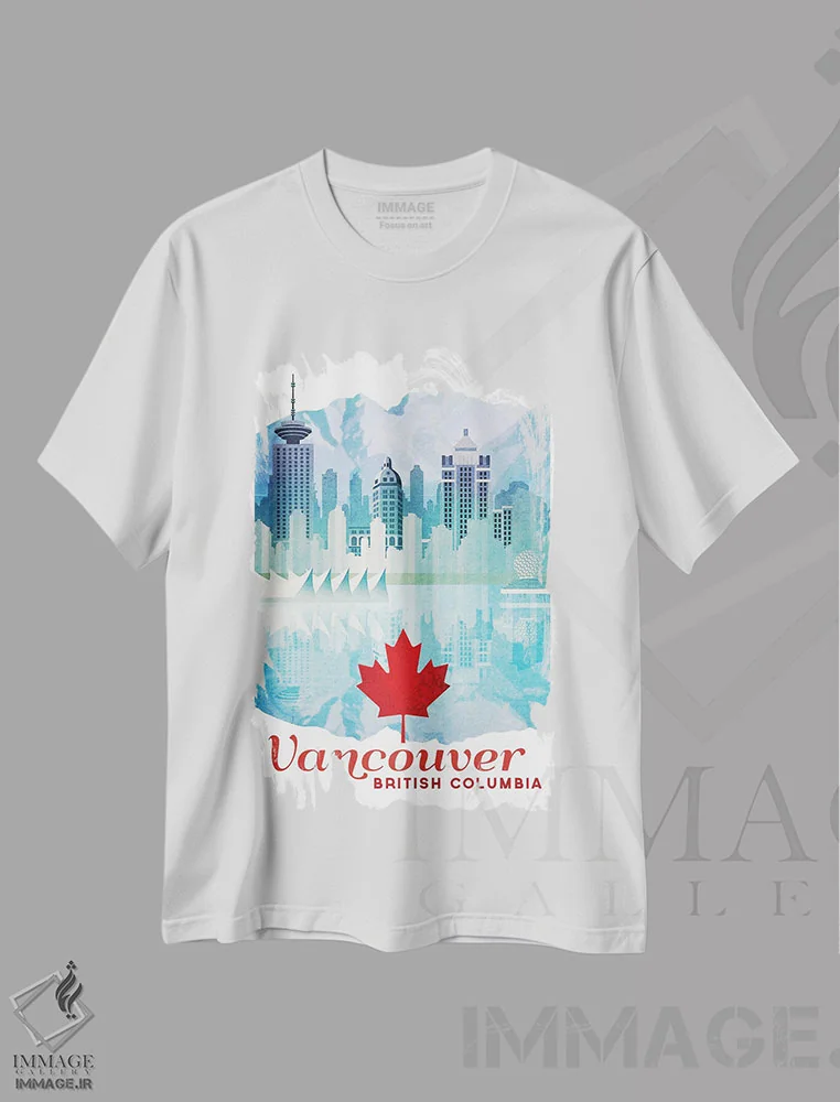 تیشرت سفید طرح دار کانادا-ونکوور، هنر دیجیتال اثر میسی ایمز | immage.ir