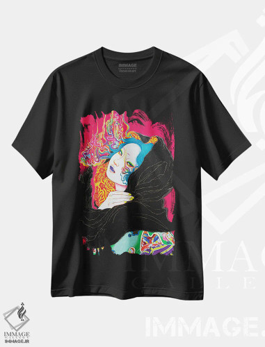 تیشرت مشکی طرح دار نشت شعله، دکوراسیون جایگزین اثر ایتو چیئکو | فروشگاه ایماژ