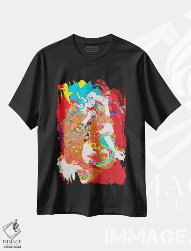 تیشرت مشکی طرح دار روز دختران بیرون، دکوراسیون جایگزین اثر ایتو چیئکو | فروشگاه ایماژ