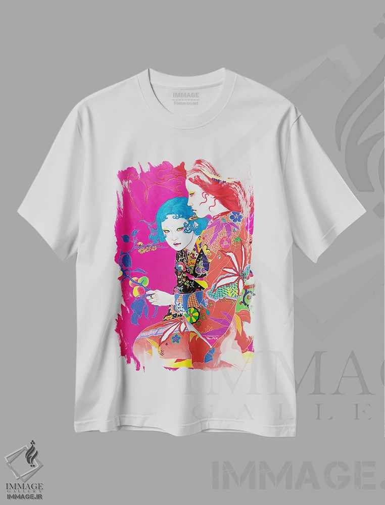 تیشرت سفید طرح دار زردآلو، دکوراسیون جایگزین اثر ایتو چیئکو | فروشگاه ایماژ