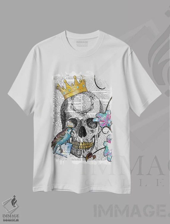تیشرت سفید طرح دار شاه پرنده آبی، دکوراسیون جایگزین اثر این د فریم شاپ | immage.ir