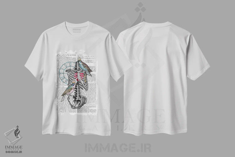 تیشرت سفید طرح دار قفسه سینه، دکوراسیون جایگزین اثر این د فریم شاپ | immage.ir