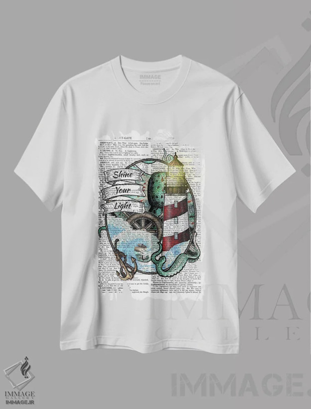 تیشرت سفید طرح دار نور خودت را بتابان، تزئینی اثر این د فریم شاپ | فروشگاه ایماژ