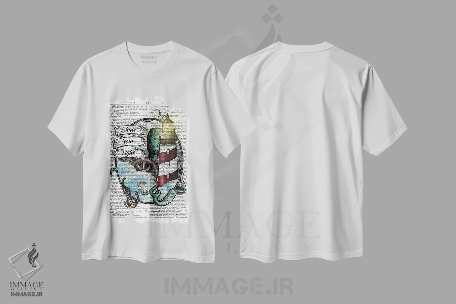 تیشرت سفید طرح دار نور خودت را بتابان، تزئینی اثر این د فریم شاپ | فروشگاه ایماژ