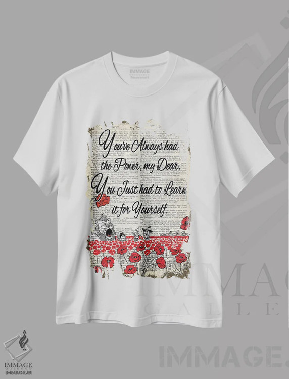 تیشرت سفید طرح دار جادوگر شهر اُز "قدرت"، هنر دیجیتال اثر این د فریم شاپ | فروشگاه ایماژ