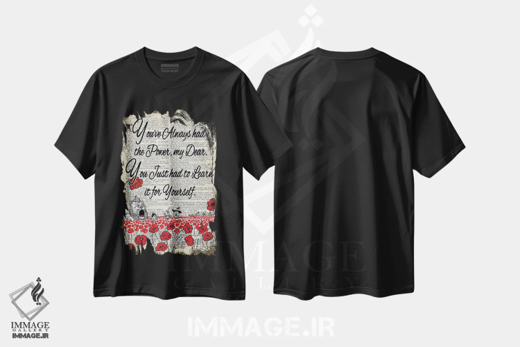 تیشرت مشکی طرح دار جادوگر شهر اُز "قدرت"، هنر دیجیتال اثر این د فریم شاپ | immage.ir