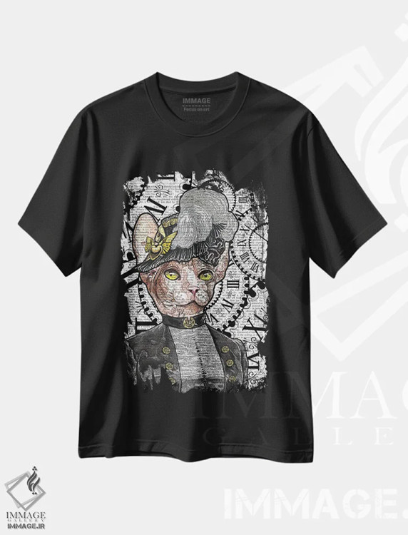 تیشرت مشکی طرح دار اسفینکس استیم پانک، دکوراسیون جایگزین اثر این د فریم شاپ | فروشگاه ایماژ