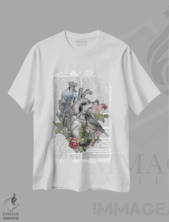 تیشرت سفید طرح دار قلب آناتومیک، هنر دیجیتال اثر این د فریم شاپ | فروشگاه ایماژ
