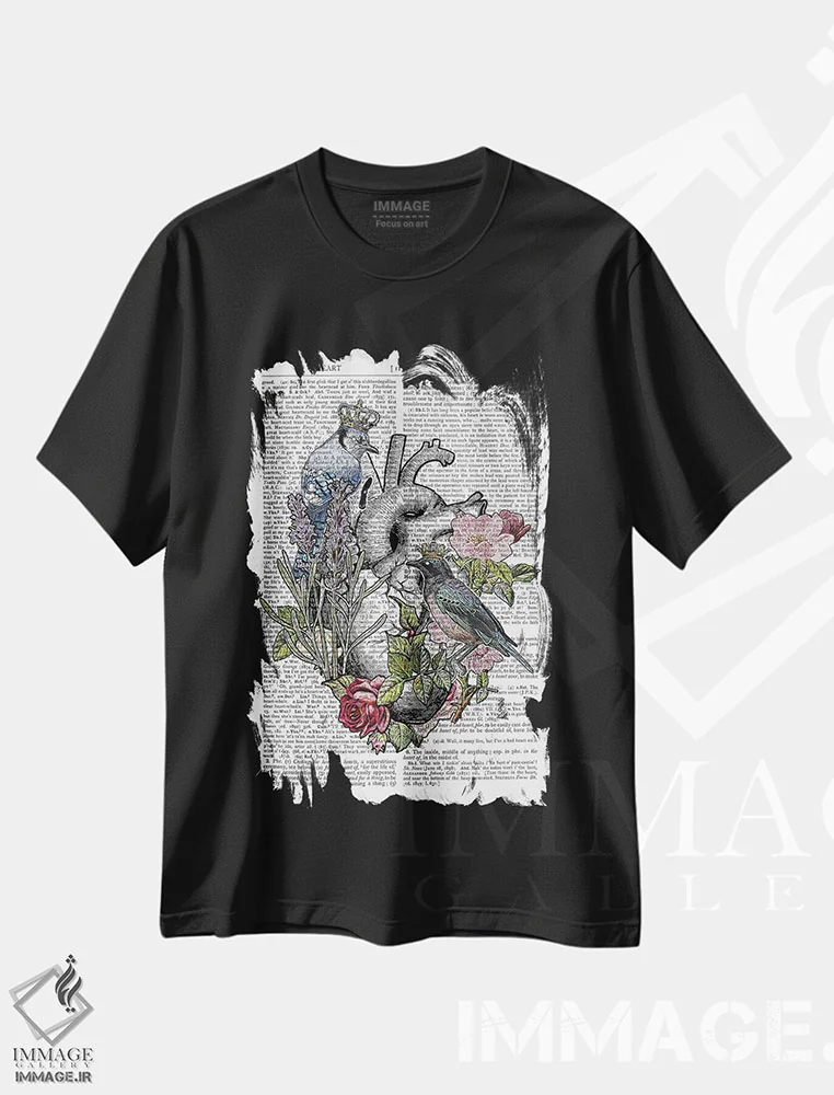 تیشرت مشکی طرح دار قلب آناتومیک، هنر دیجیتال اثر این د فریم شاپ | immage.ir